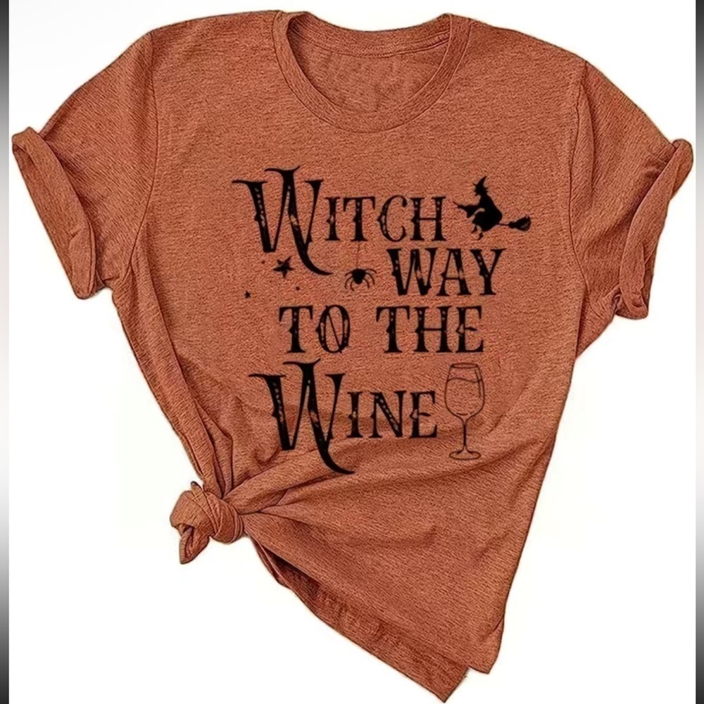 Witchy fun Halloween Wine Graphic Tee - Picture 1 of 2